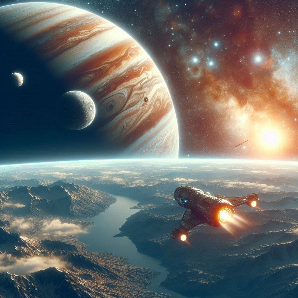 Llevando a los últimos sobrevivientes de la humanidad tras la devastación de la Tierra por la expansión solar.