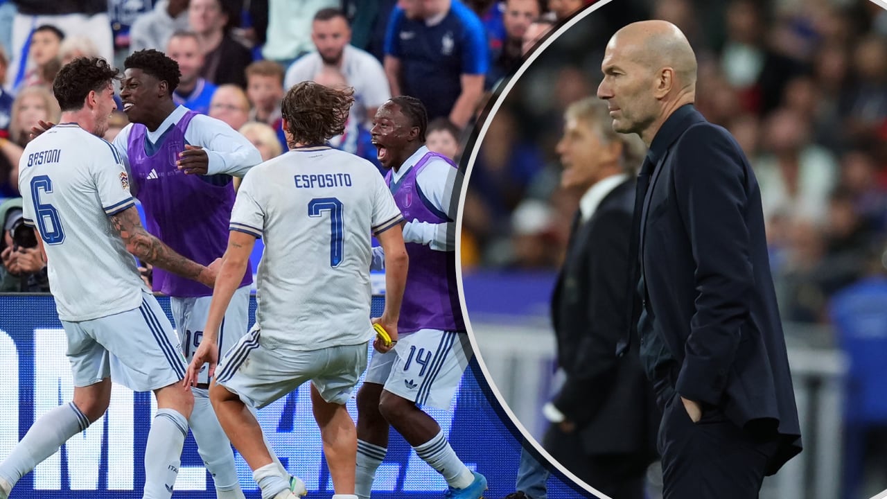 Italia le puso freno a la Francia de Zidane (izq.).