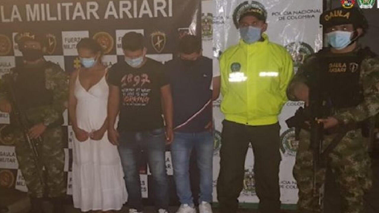 Los tres presuntos integrantes del Clan del Golfo capturados.