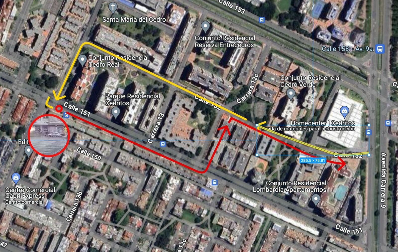 Poner en el pie de foto. Este es el recorrido que habría realizado el conductor que atropelló a Shadow