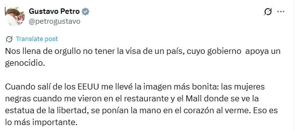Este es el trino de Petro publicado este 29 de septiembre.