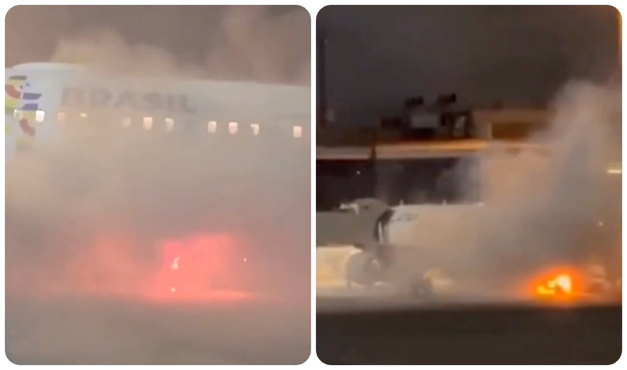 Incendio de avión en aeropuerto de Brasil