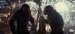 Noa y su padre Koro en KINGDOM OF THE PLANET OF THE APES.