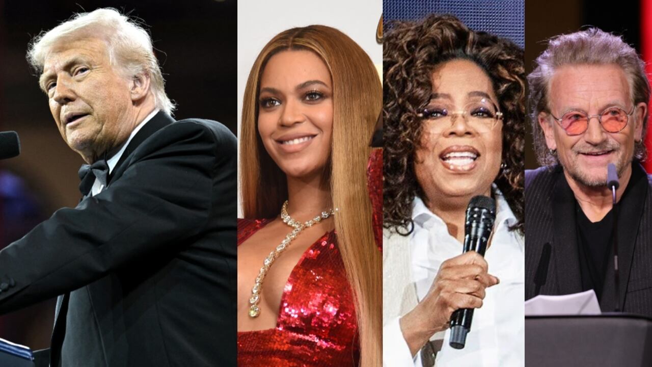 Donald Trump junto a Beyoncé, Oprah y Bono