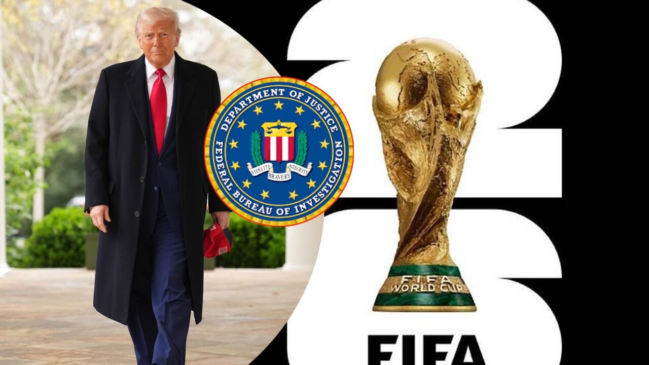 Donald Trump, presidente de Estados Unidos / Logo de la Copa Mundial de la FIFA / Logo del FBI.