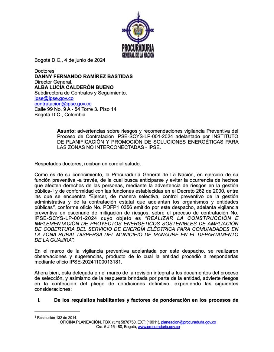 Documento en el que la Procuraduría pide que se revoque el proceso en el Ipse.