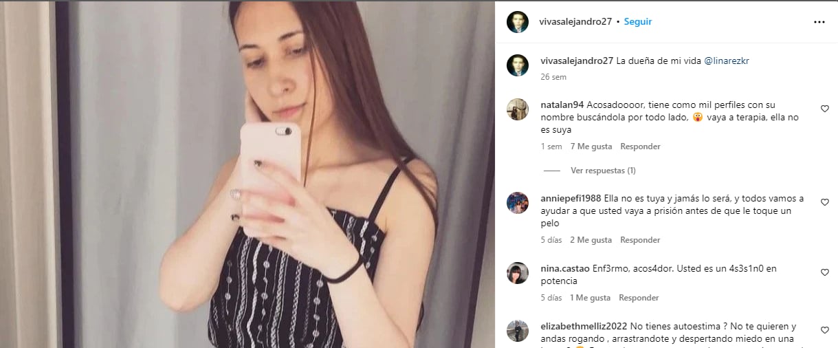 César ha creado más de 70 perfiles falsos en Instagram para enviar mensajes amenazantes a Lina.