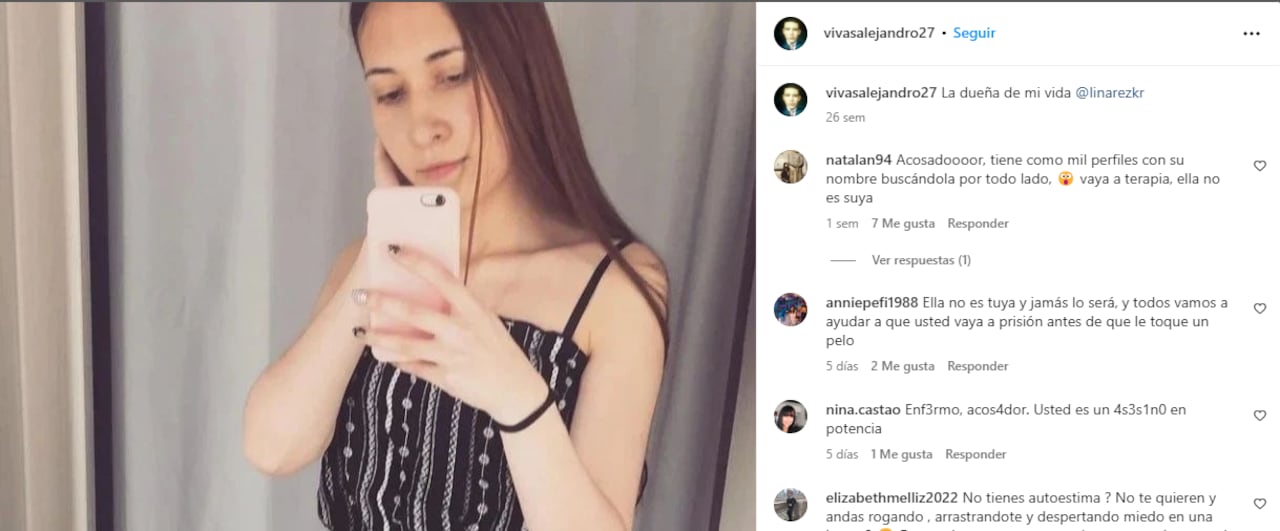César ha creado más de 70 perfiles falsos en Instagram para enviar mensajes amenazantes a Lina.
