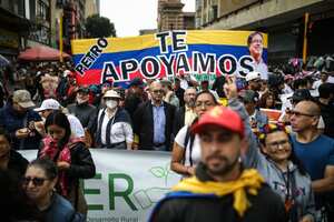 Marchas a favor de las reformas del Presidente Gustavo Petro, en Bogotá