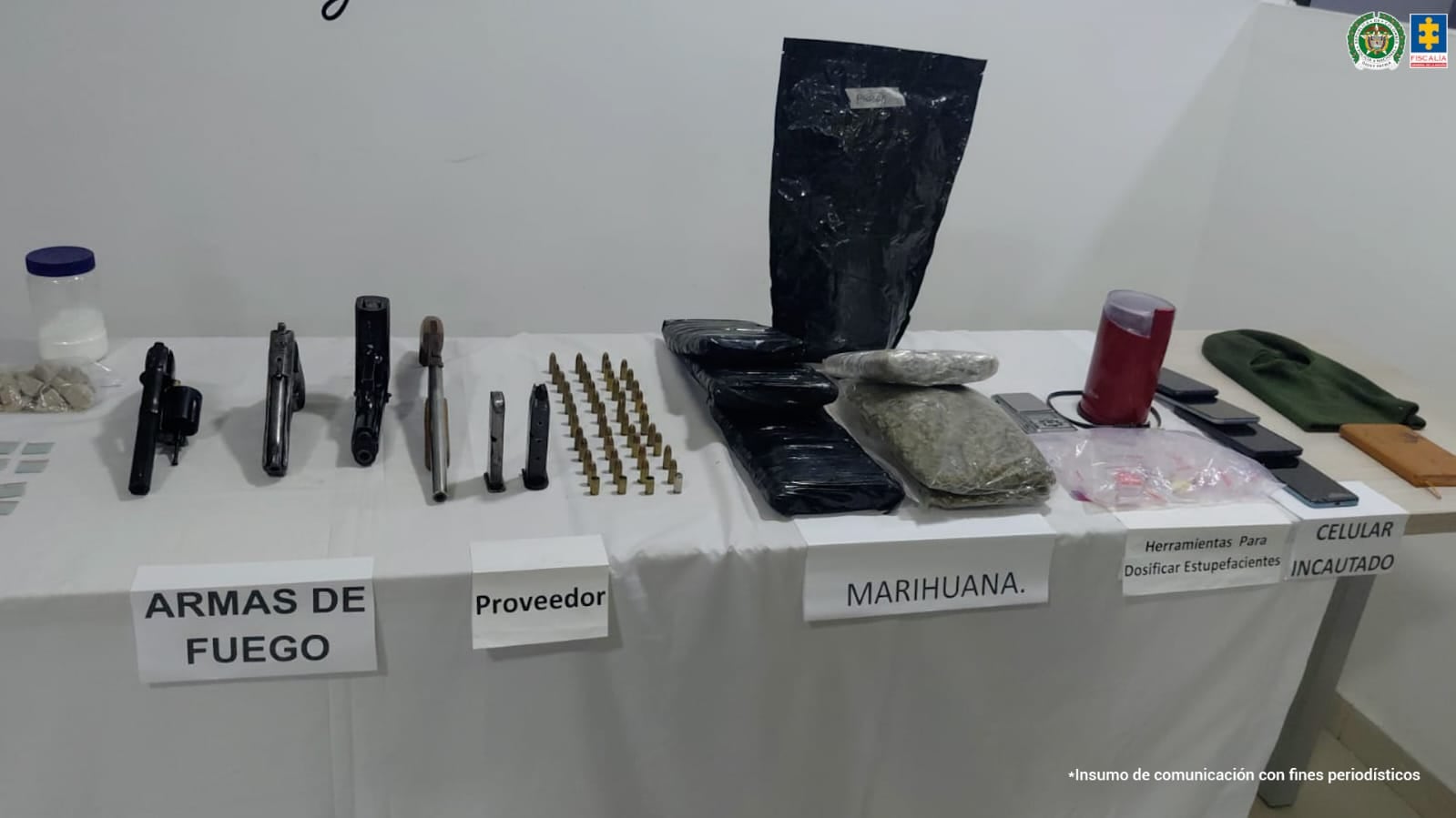Capturado con armas de fuego y traumáticas, municiones, grameras y elementos utilizados para empacar las sustancias.