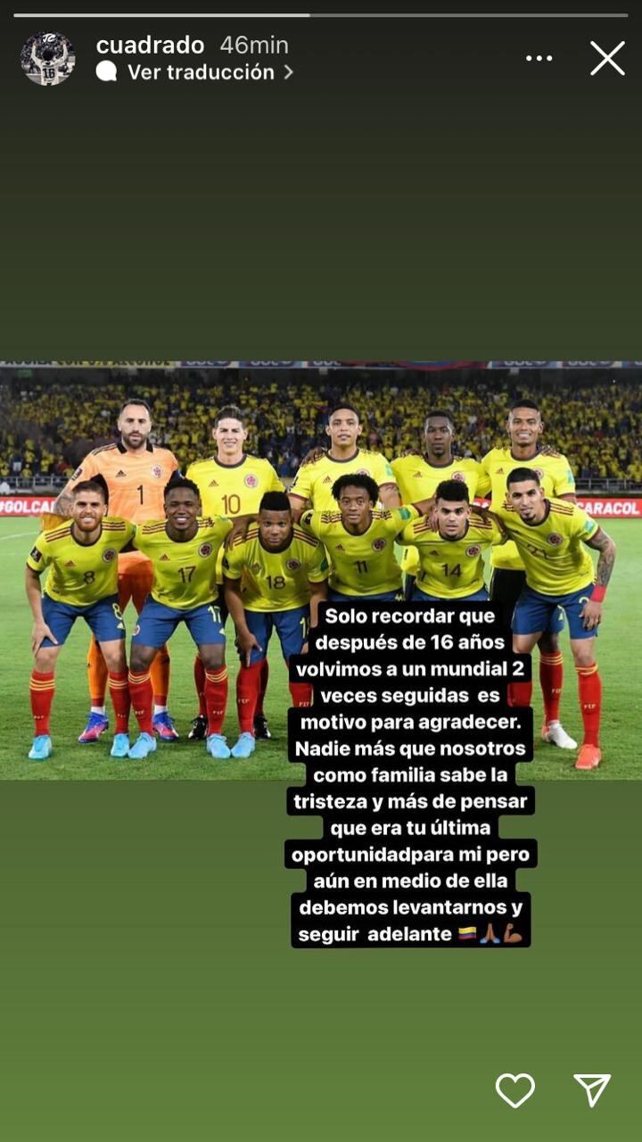 Juan Guillermo Cuadrado, volante de la Selección Colombia y su mensaje ante la eliminación.