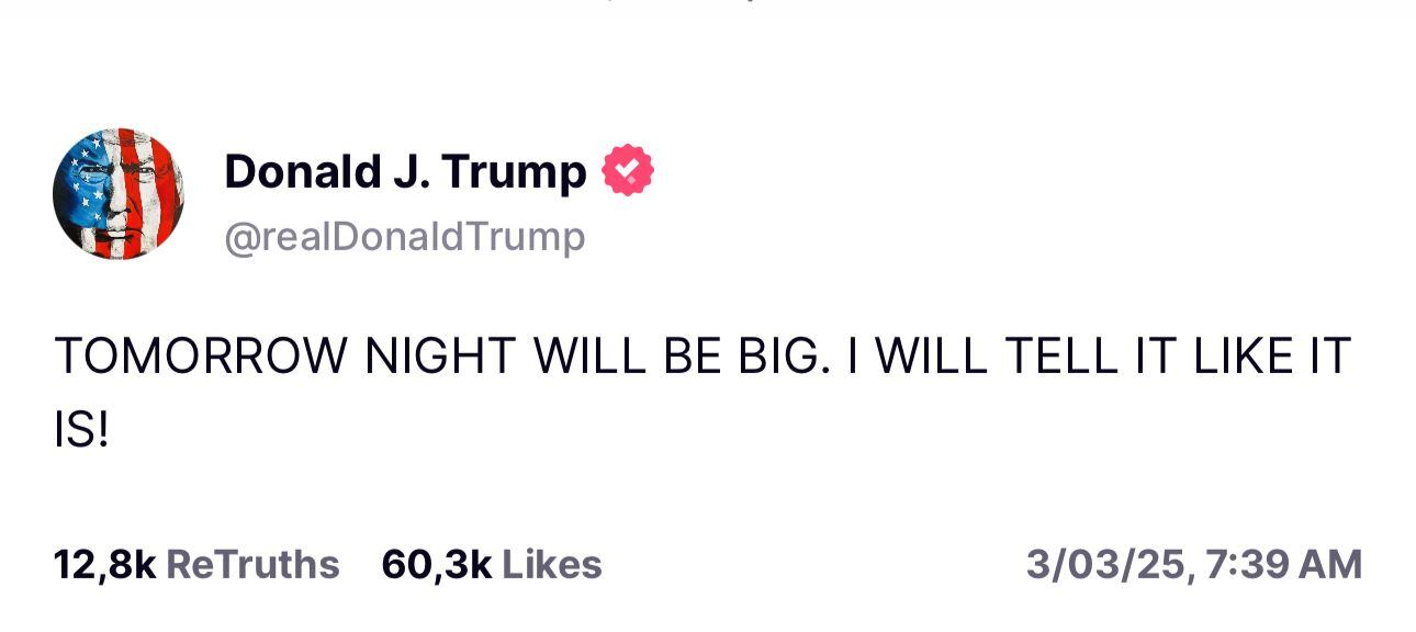 Mensaje emitido por el presidente de Estados Unidos en su red social