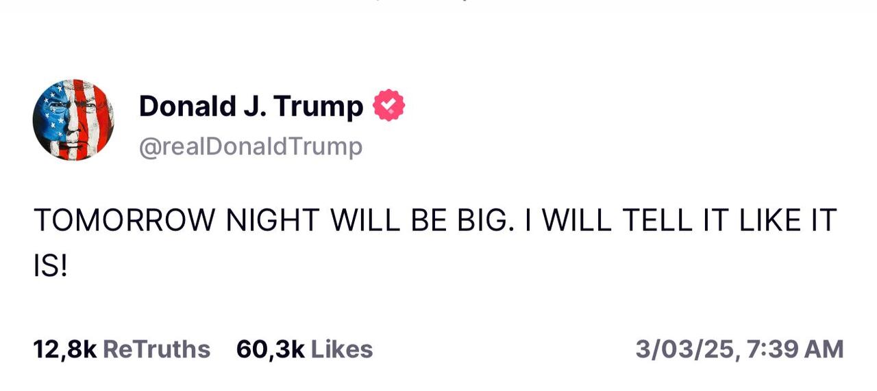 Mensaje emitido por el presidente de Estados Unidos en su red social