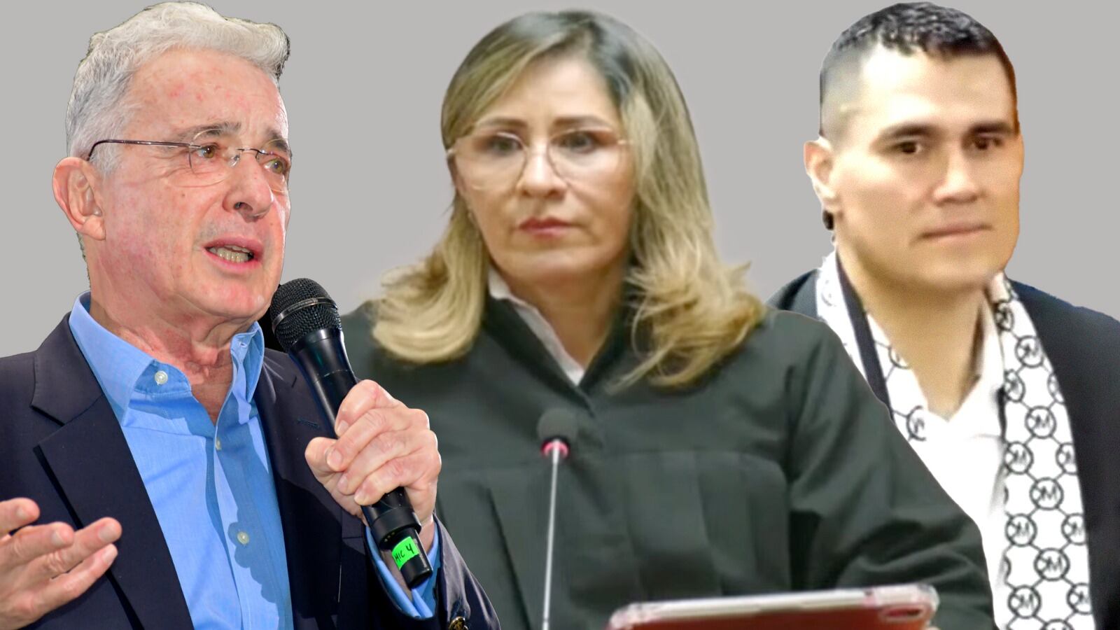 Álvaro Uribe, Sandra Heredia y Juan Guillermo Monsalve.