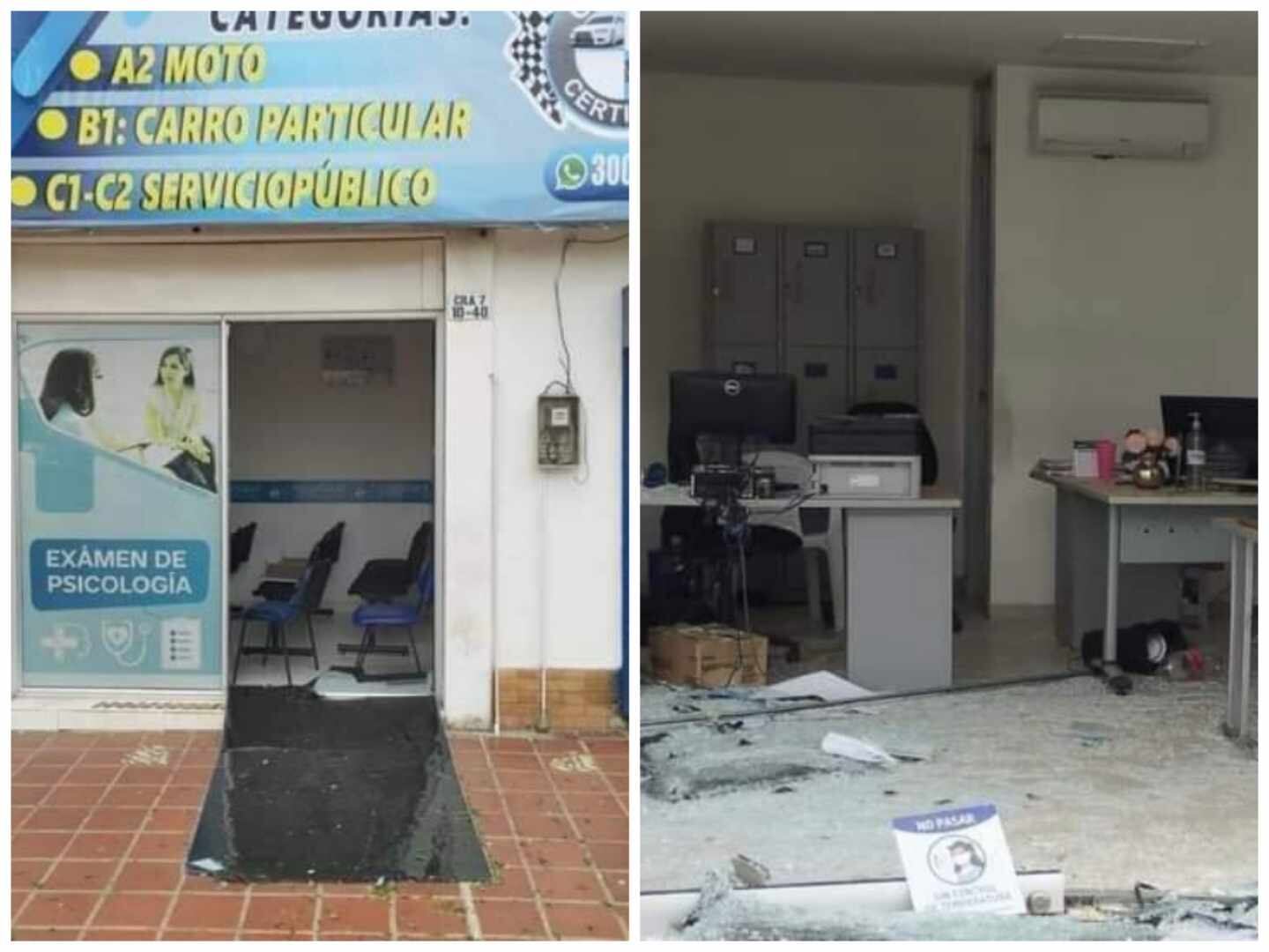 Algunos locales alrededor de la oficina también se vieron afectados.