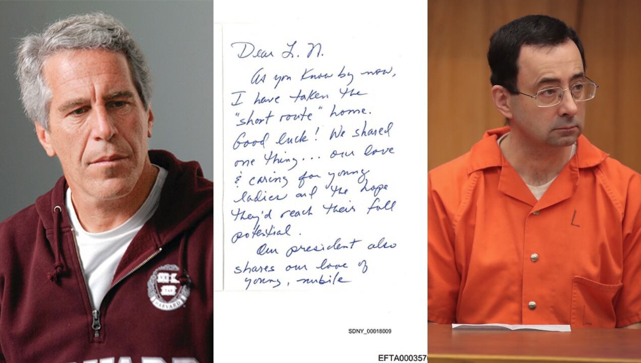 Antes de morir Epstein envió siniestra carta al depredador sexual Larry Nassar; presidente Trump es salpicado, “comparte nuestro amor por las chicas”