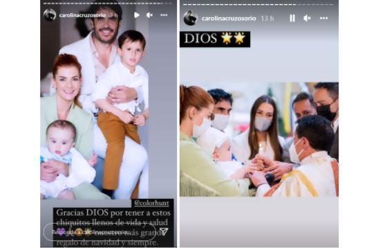 Carolina Cruz y Lincoln Palomeque juntos en el bautizo de Salvador