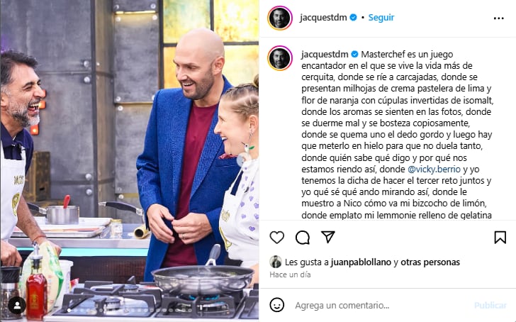 Jacko, escribió emotiva carta dedicada a MasterChef