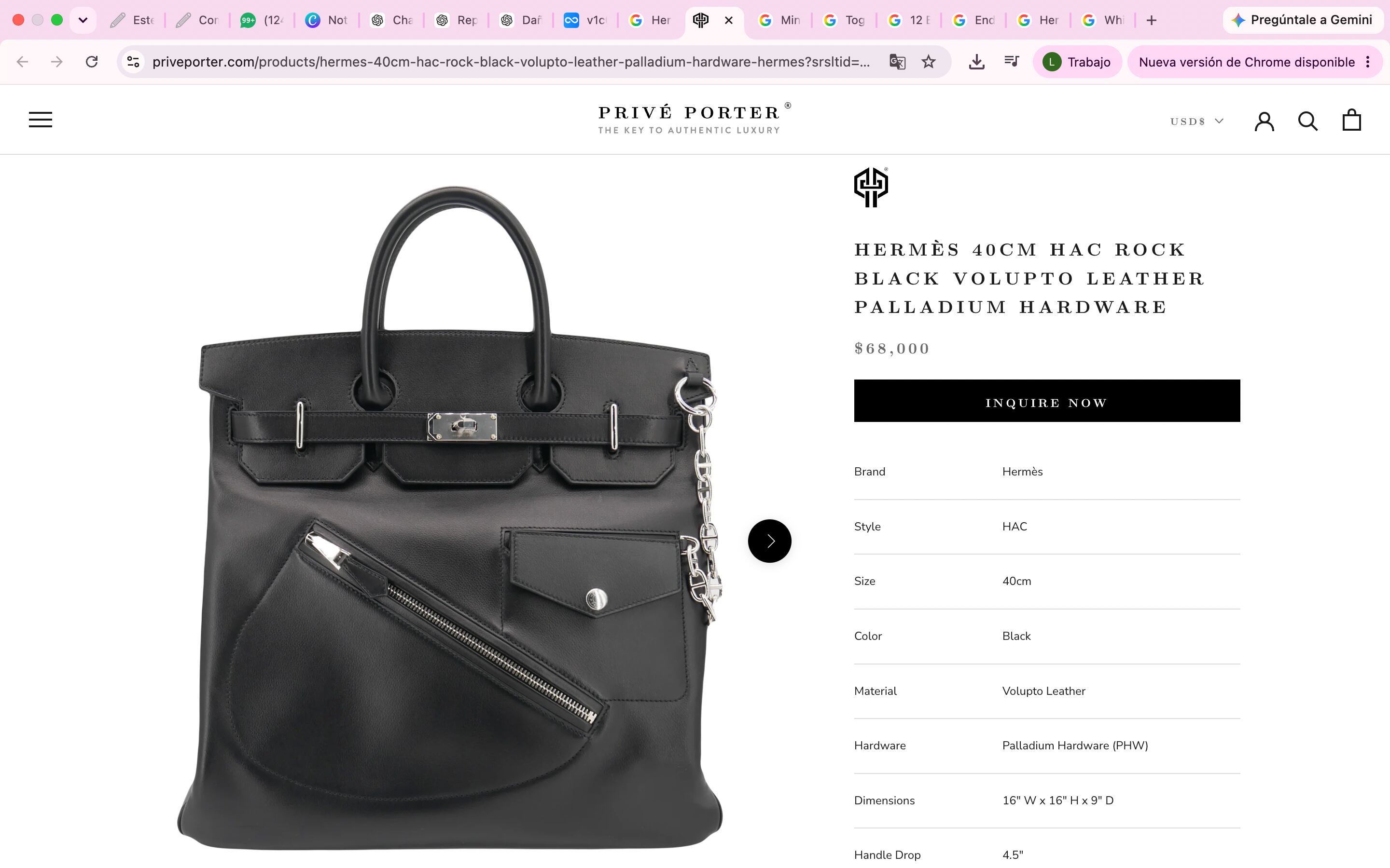 Hermès Birkin HAC Rock Leather