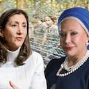 Íngrid Betancourt y Piedad Córdoba. Al fondo, los campamentos donde las Farc mantenían a los secuestrados