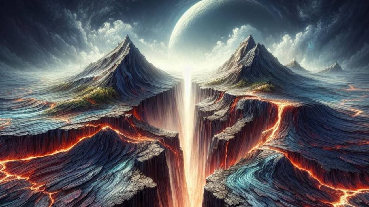 Ilustración representa el choque de las placas tectónicas hace millones de siglos.