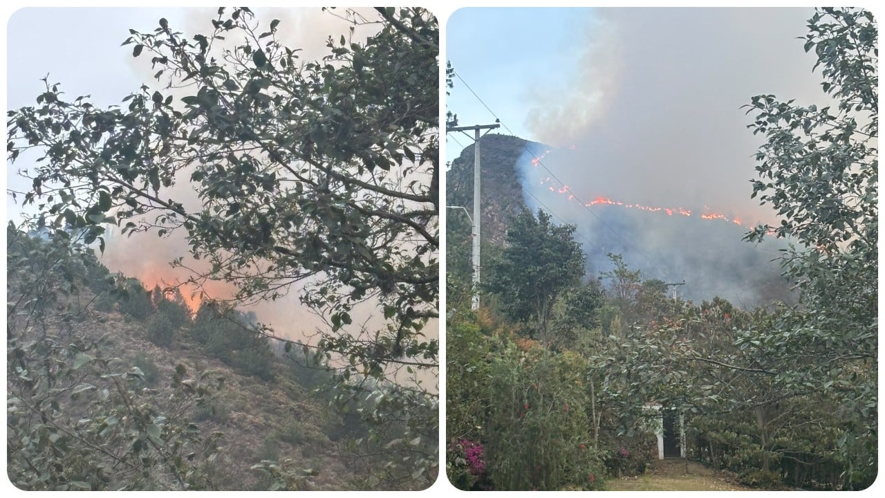 Un fuerte incendio forestal se presentó en Villa de Leyva.