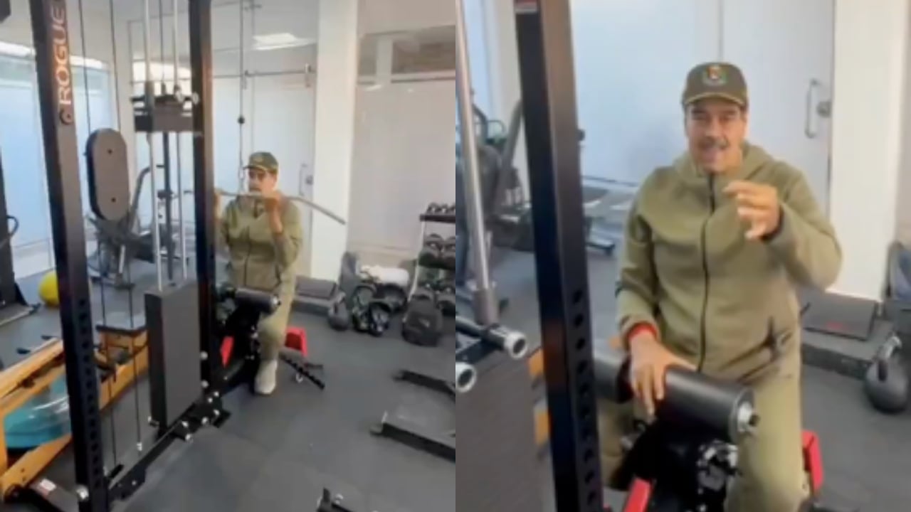 El dictador Nicolás Maduro desde el gimnasio.