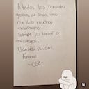 Mensaje de Catalina Gutiérrez antes de su fallecimiento.