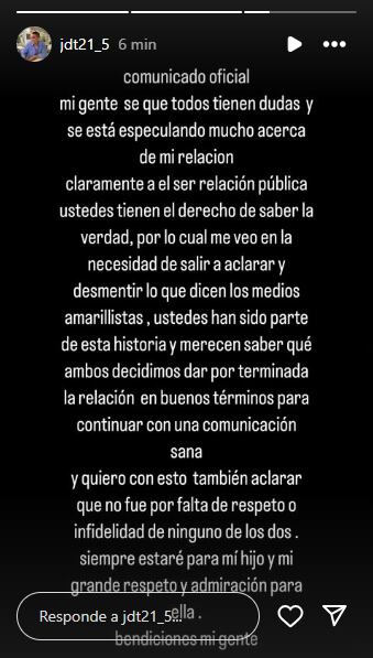 Juan David Tejada compartió las razones por las que terminó con Aida Victoria Merlano.