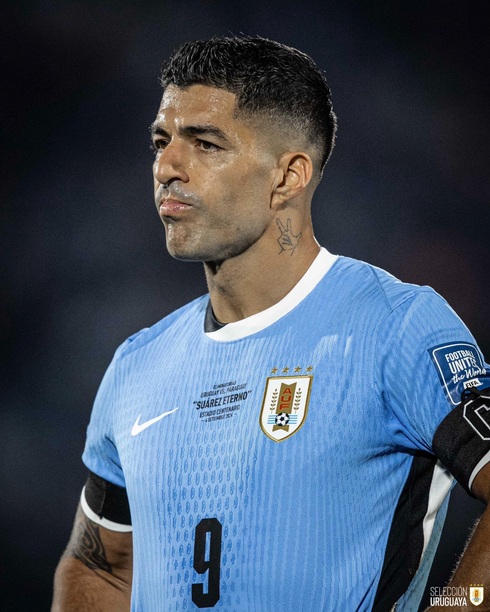 Último de partido de Luis Suárez con la selección de Uruguay.