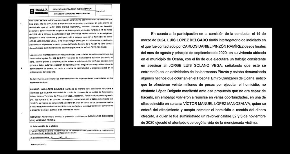  Los testimonios de los sicarios señalan a los hermanos Pinzón. El motivo habrían sido las denuncias de corrupción. 