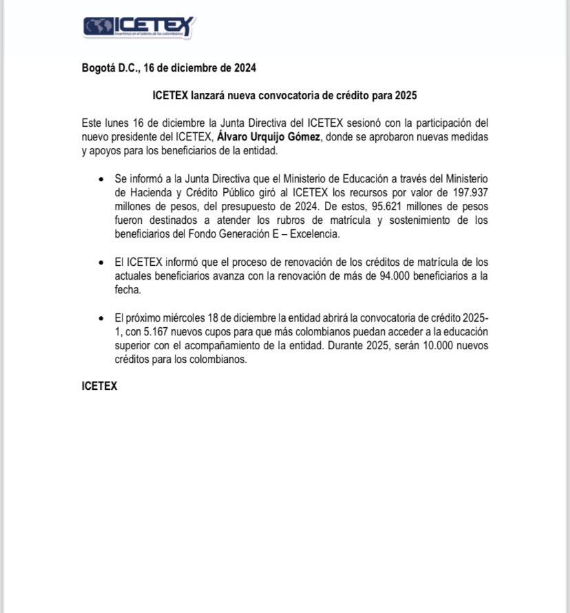 Esta decisión se da luego de que la junta directiva aprobara nuevas medidas y apoyos para los beneficiarios.