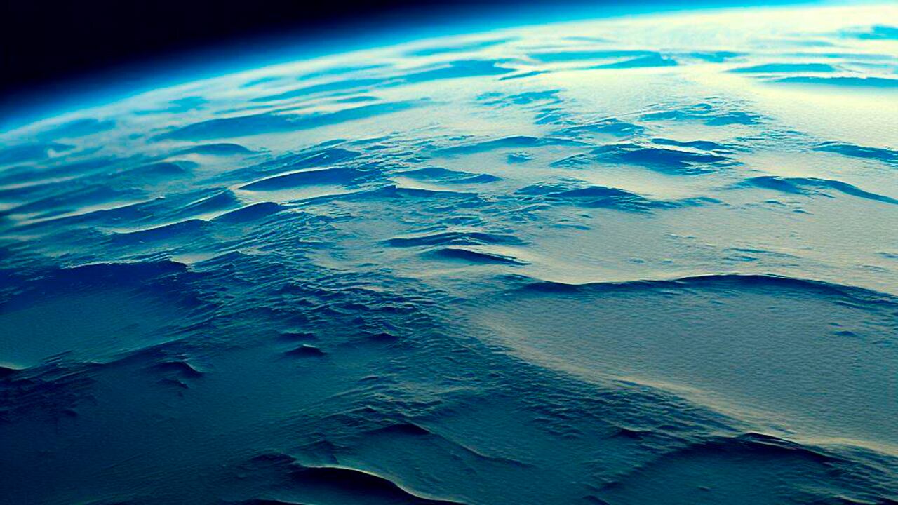 Ilustración de la superficie del planeta Tierra creada por una inteligencia artificial.