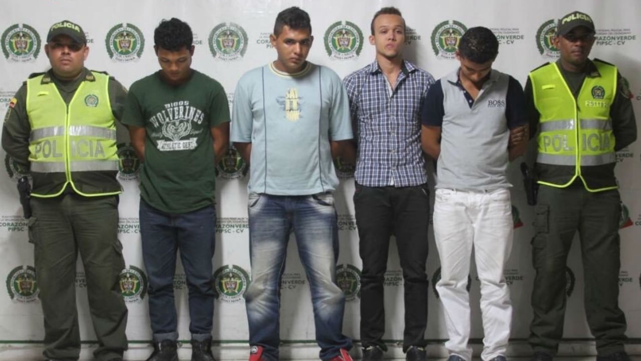 Los detenidos. De izquierda a derecha: Wilmer Rivera, Ever Benítez, José Echávez y Kevin Benítez.