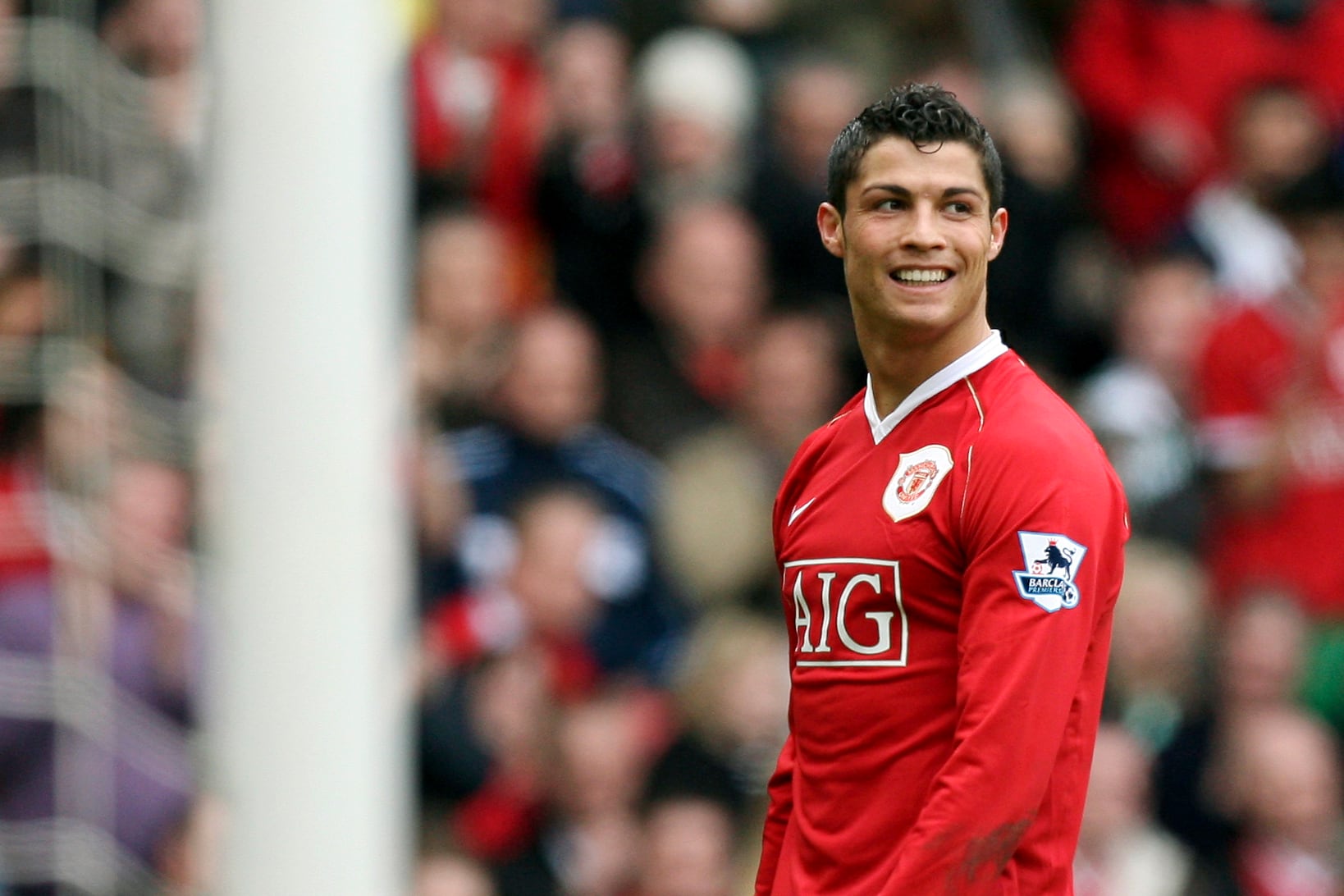 Cristiano Ronaldo jugando con el Manchester United en 2007.