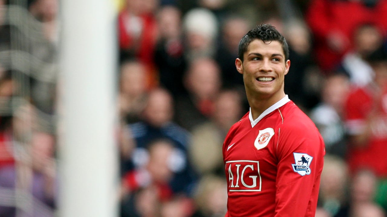 Cristiano Ronaldo jugando con el Manchester United en 2007.