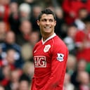 FILE - In this March 17, 2007, file photo, Manchester United's Cristiano Ronaldo smiles during his team's 4-1 win over Bolton Wanderers in their English Premier League soccer match at Old Trafford Stadium, Manchester, England. Ronaldo is headed back to Manchester United. The English club said Friday, Aug. 27, 2021, it has reached an agreement with Juventus for the transfer of the 36-year-old Portugal forward, subject to agreement of personal terms, visa and a medical examination. (AP Photo/Jon Super, File)