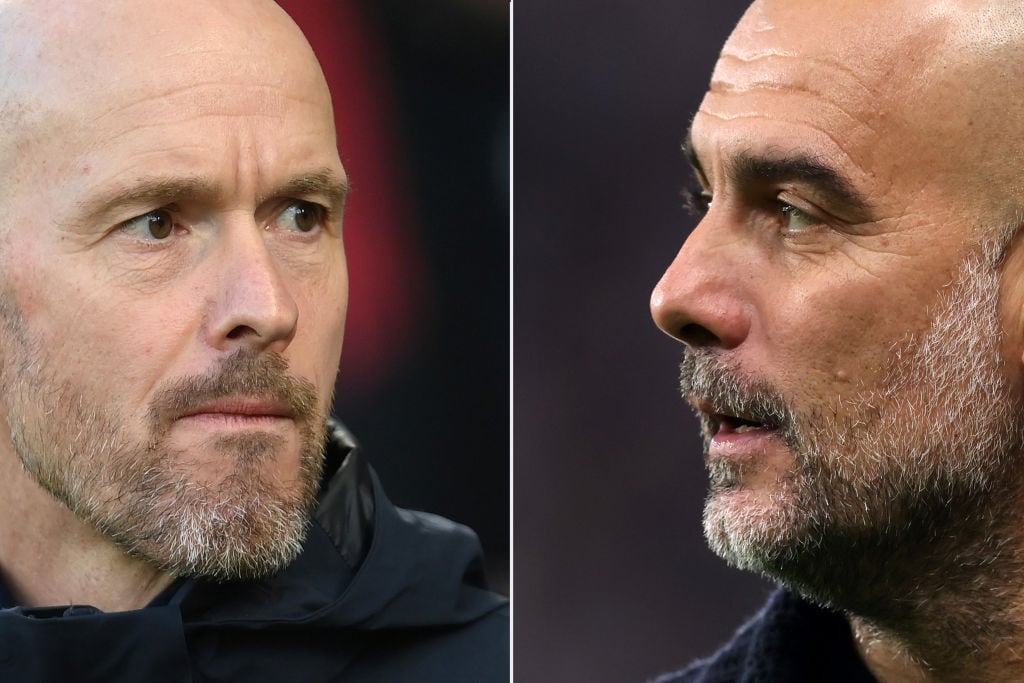 Erik ten Hag y Pep Guardiola, entrenadores que se verán las caras en el 'clásico' de Manchester