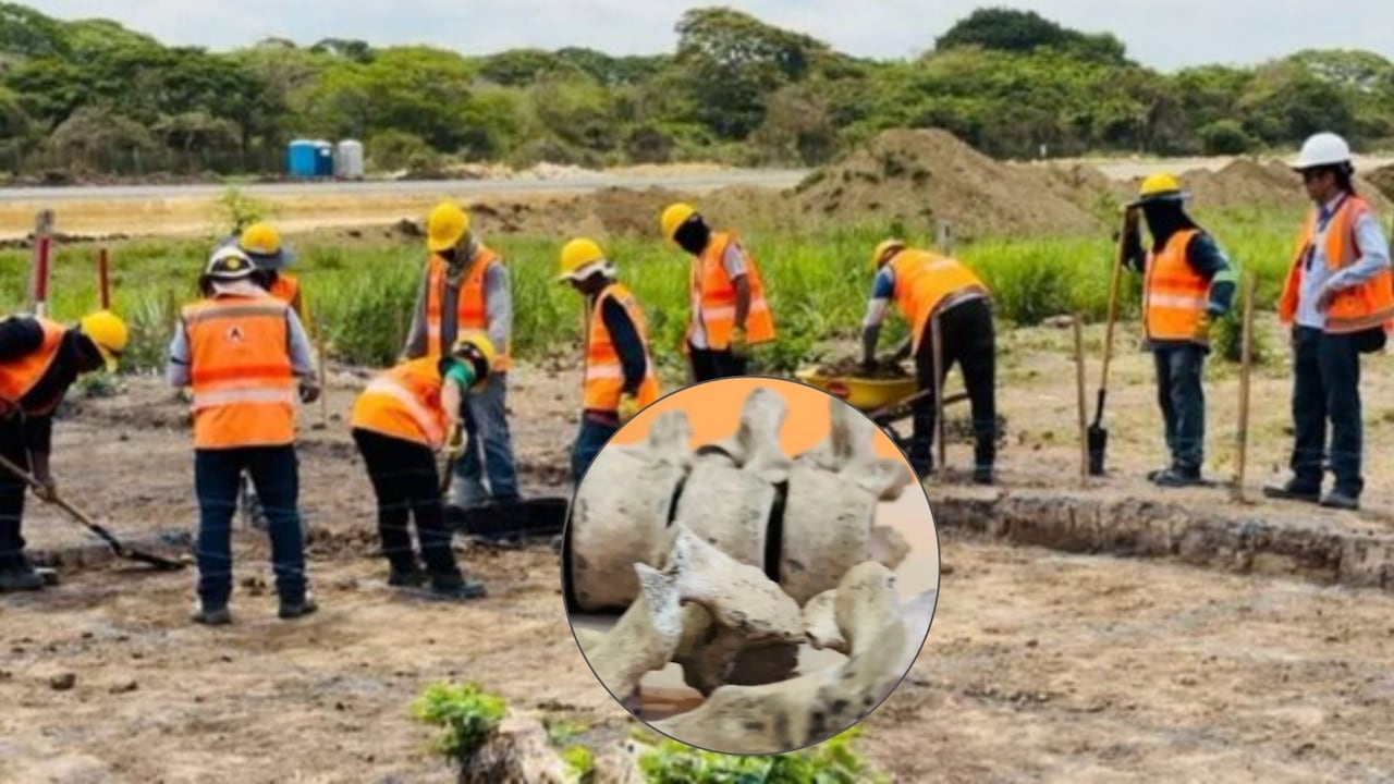 Trabajos de excavación en el Aeropuerto Golfo de Morrosquillo, donde se encontraron restos de comunidades precolombinas durante las obras de ampliación.