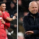 Luis Díaz, Arnold y Arne Slot en Liverpool