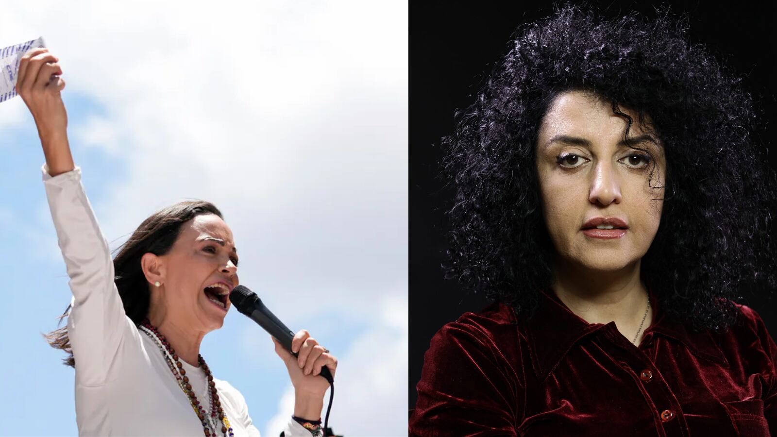 Narges Mohammadi y María Corina Machado.  Dos de las mujeres que han recibido el Premio Nobel de Paz en las últimas décadas
