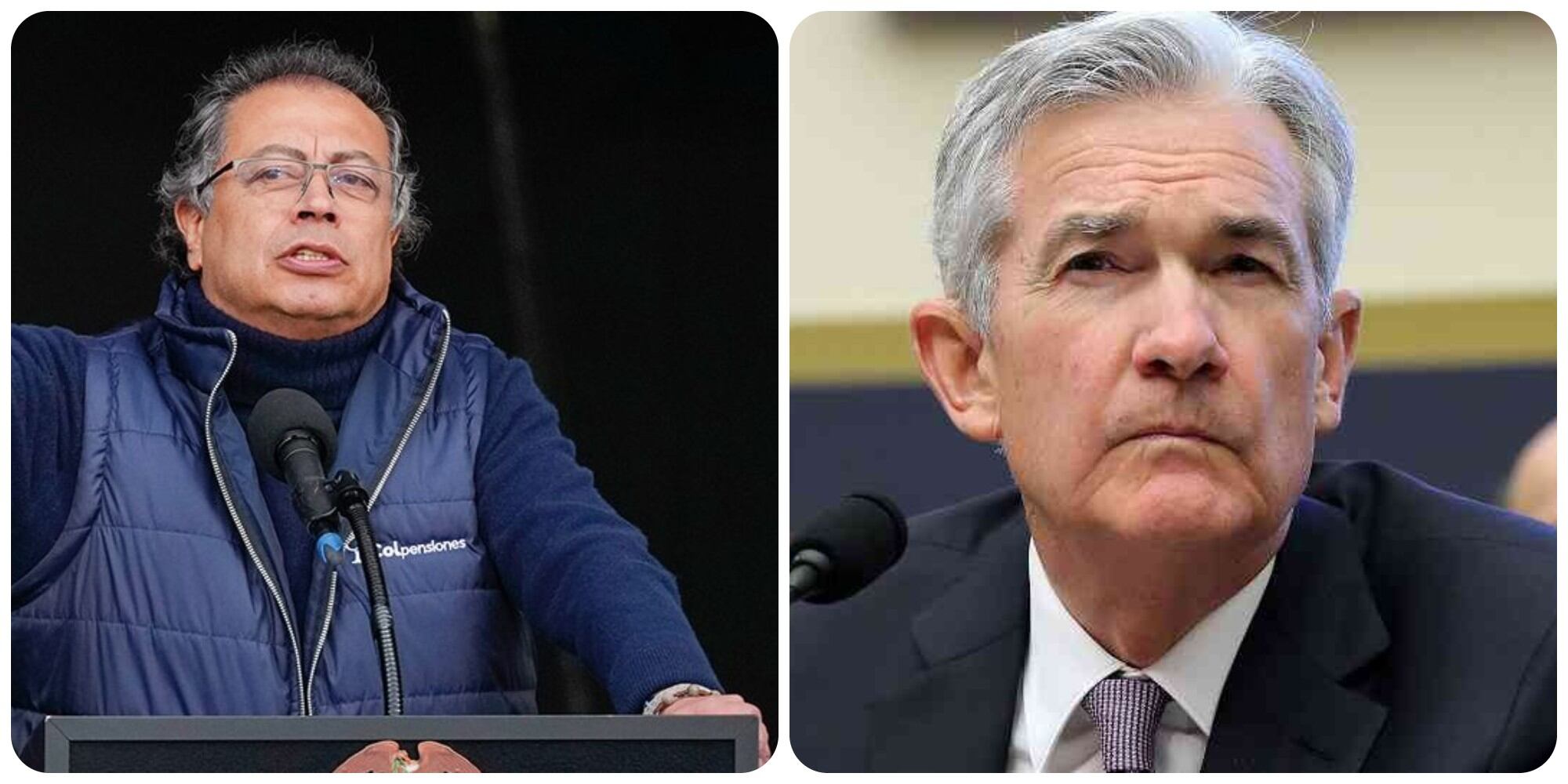 Gustavo Petro, presidente de Colombia, y Jerome Powell, presidente de la Reserva Federal de Estados Unidos.