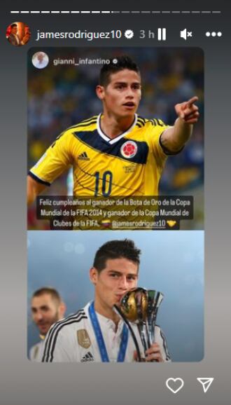 Gianni Infantino dedicó un mensaje de felicitaciones a James