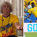 Al Pibe Valderrama se le vio molesto por el gol que le anularon a Dávinson Sánchez contra Portugal.
