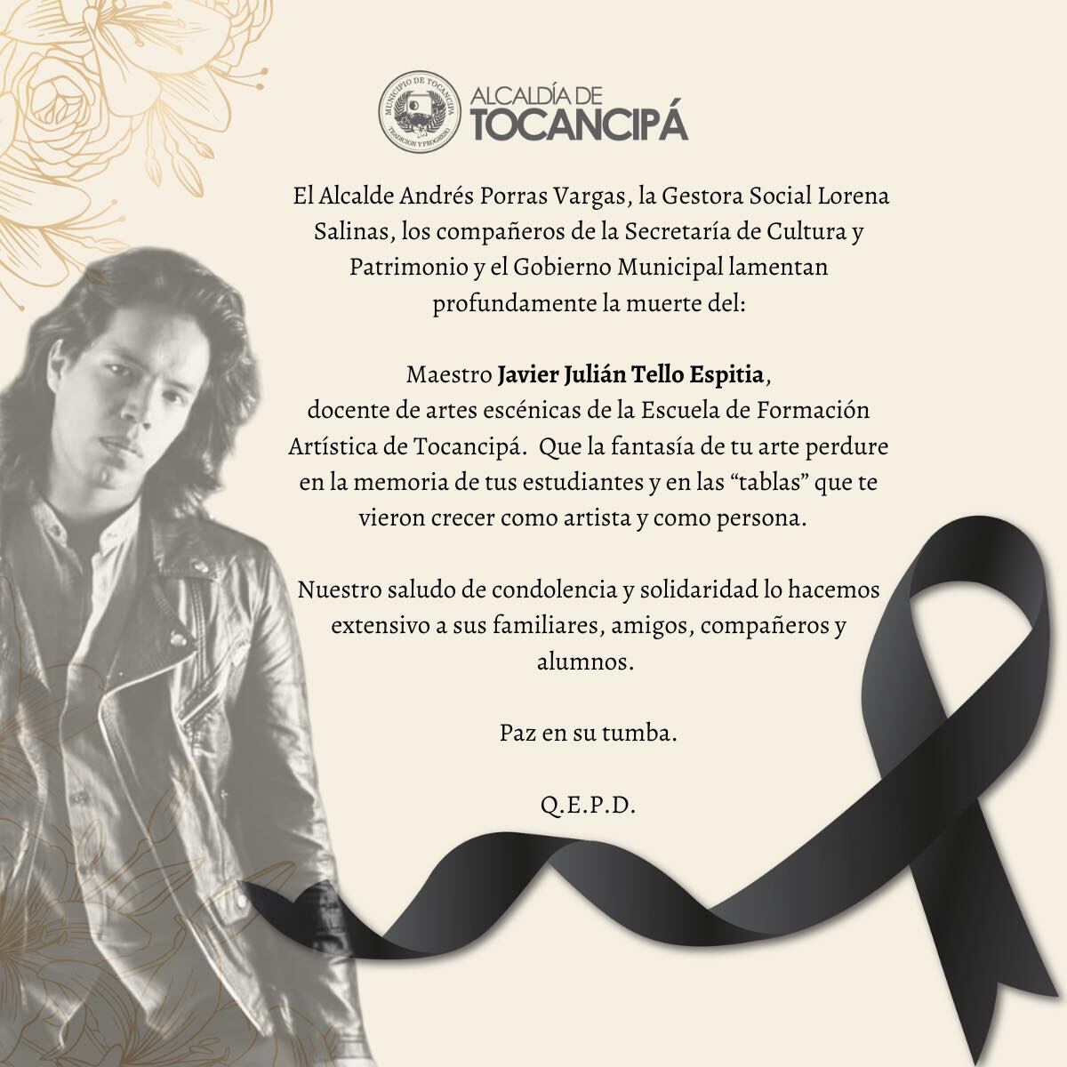 La Alcaldía de Tocancipá lamentó el crimen.