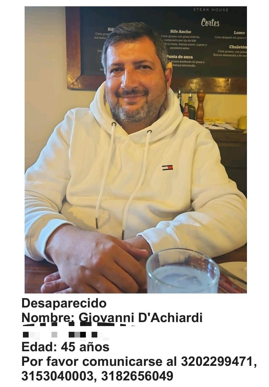 Giovanni fue visto por última vez cerca de la calle 86 con carrera Séptima.