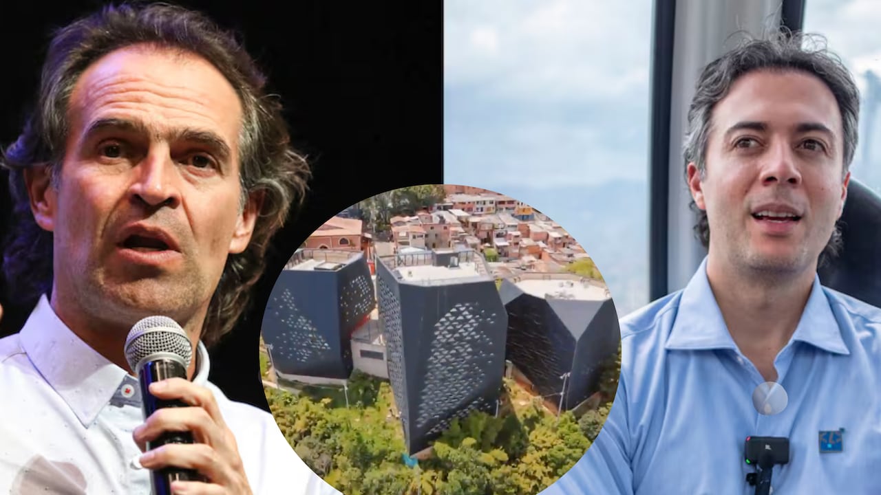 Fico Gutiérrez, Daniel Quintero y la obra Parque Biblioteca Santo Domingo Savio.