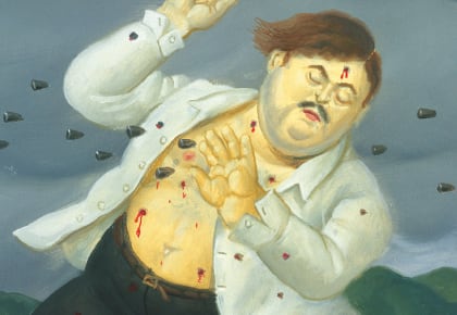 El cuadro del pintor Fernando Botero inspirado en el momento de la muerte de Pablo Escobar, en diciembre de 1993.  