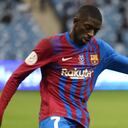 Barcelona's French forward Ousmane Dembele runs with the ball during the Spanish Super Cup semi-final football match between Barcelona and Real Madrid at the King Fahd International stadium in the Saudi capital Riyadh on January 12, 2022.
Fayez Nureldine / AFP