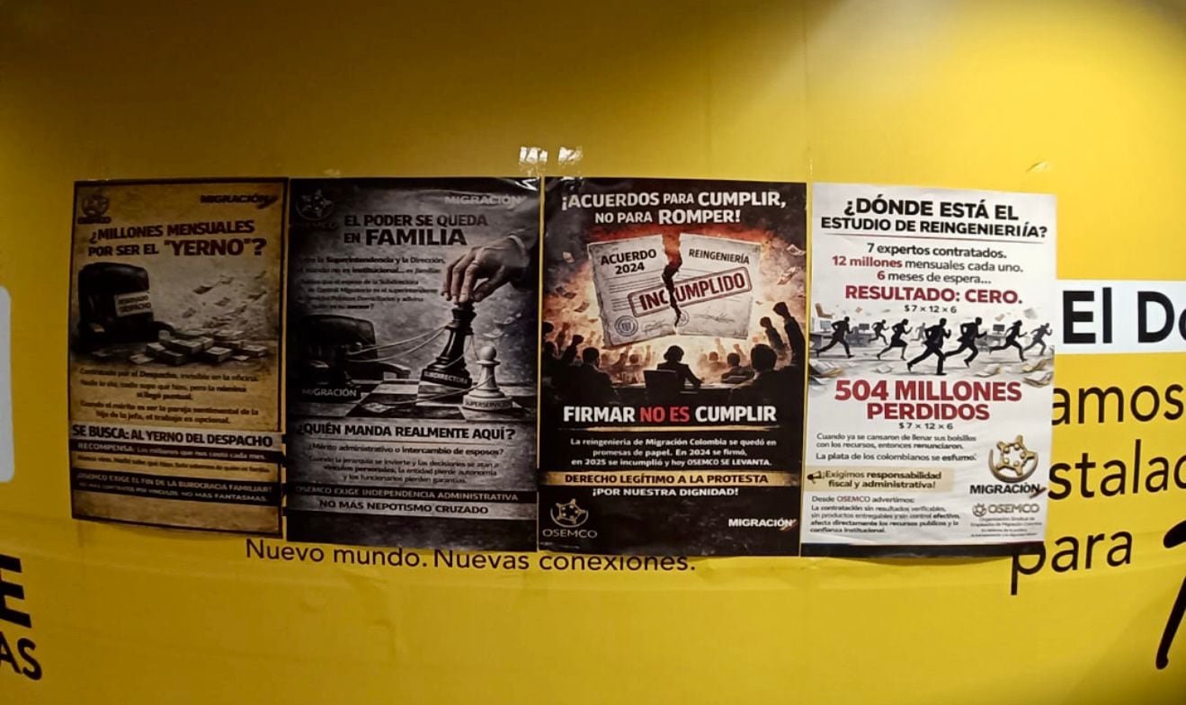 Protesta del sindicato de Migración Colombia.